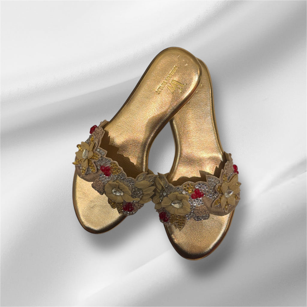 Rose Gold Embroidery Flats