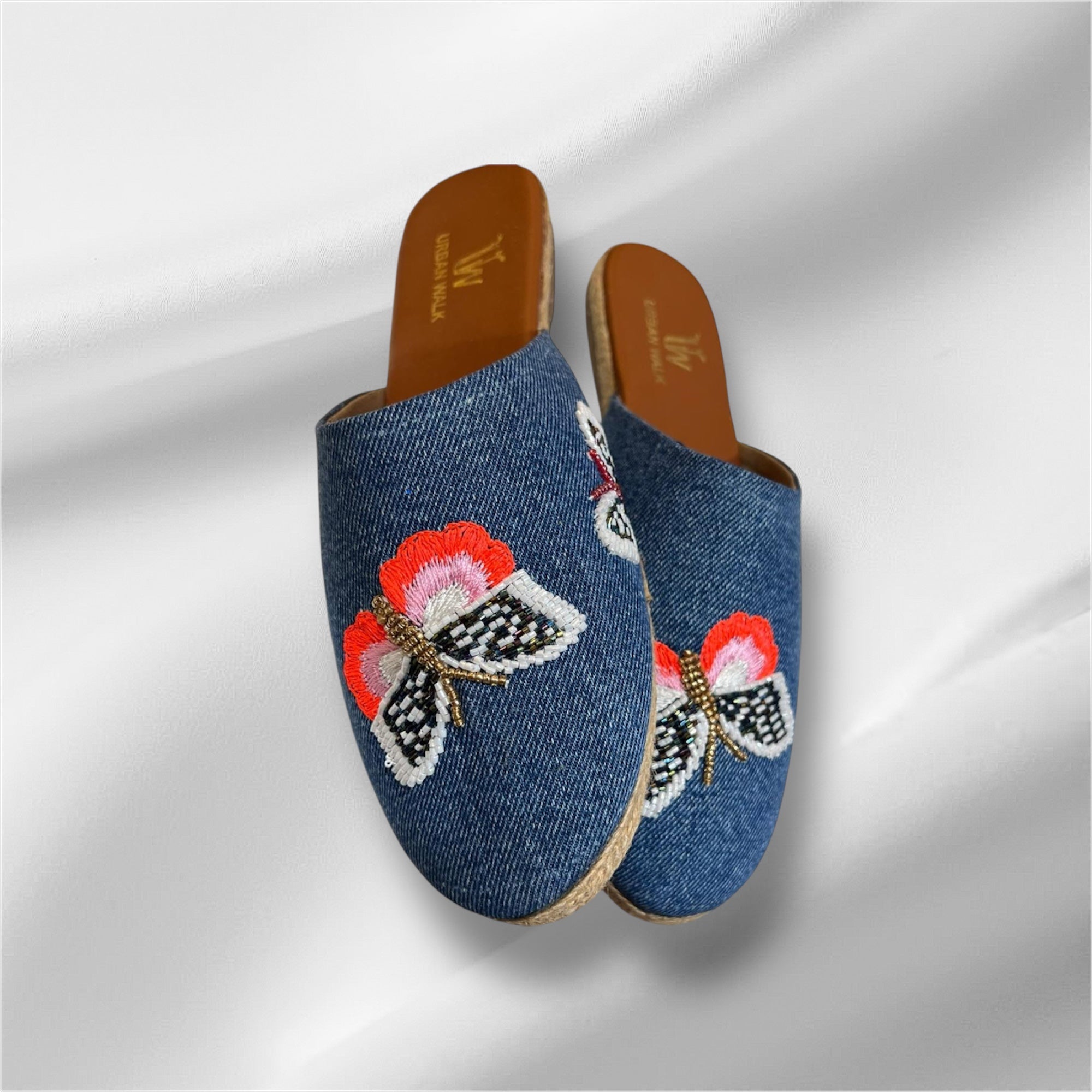 Butterfly denim half shoes