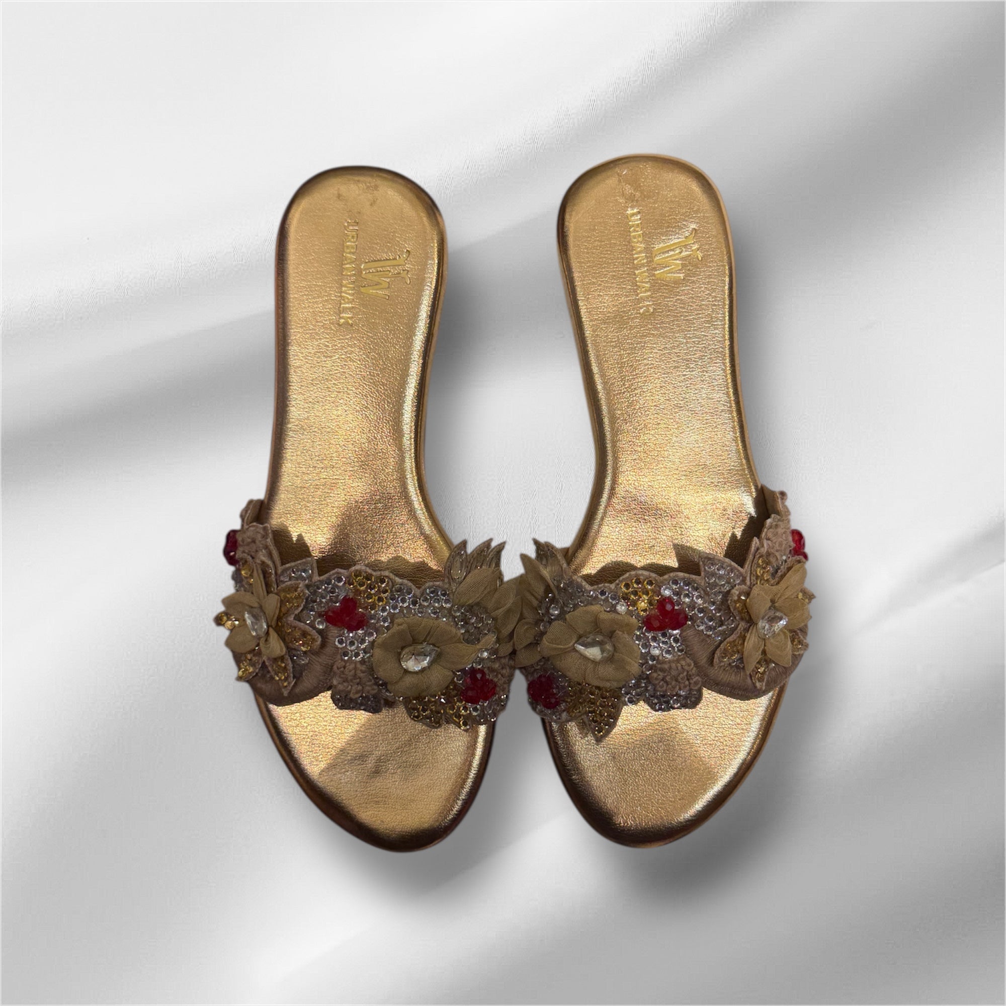 Rose Gold Embroidery Flats