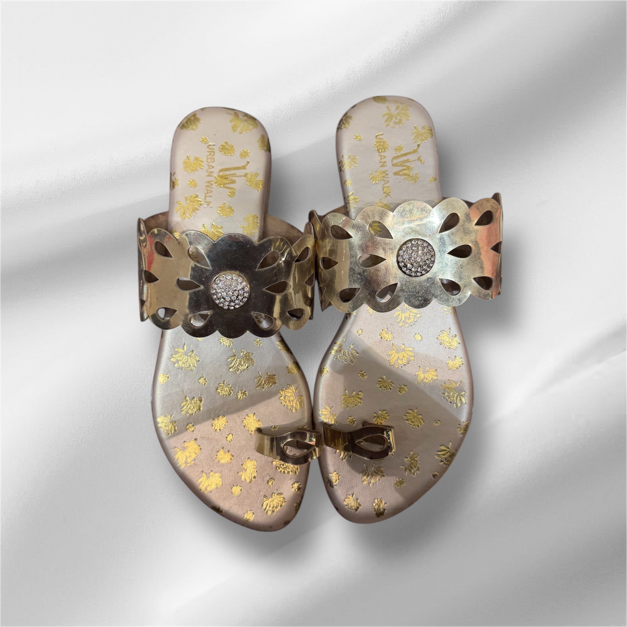 Gold Flowercut Flats