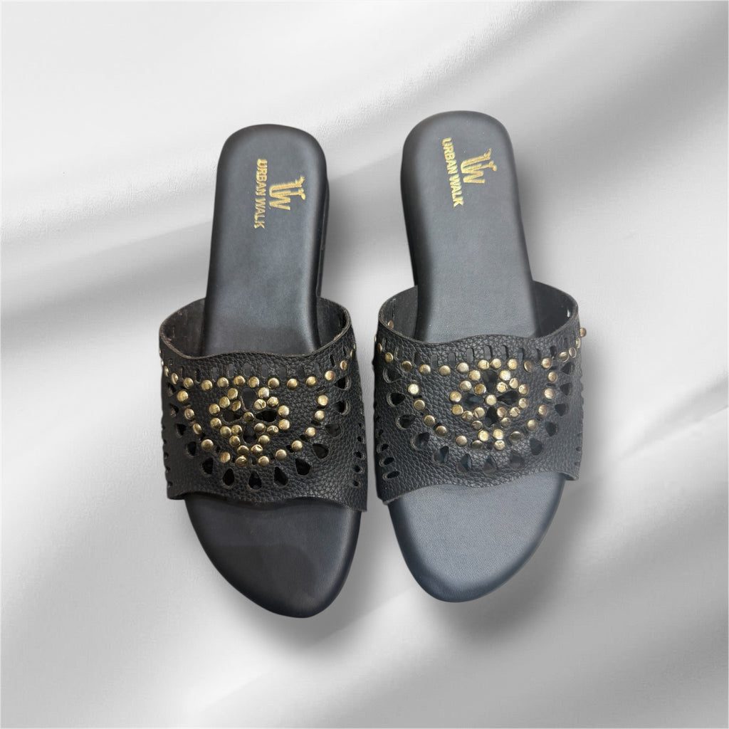 Black FlowerCut Flat