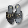 Black FlowerCut Flat