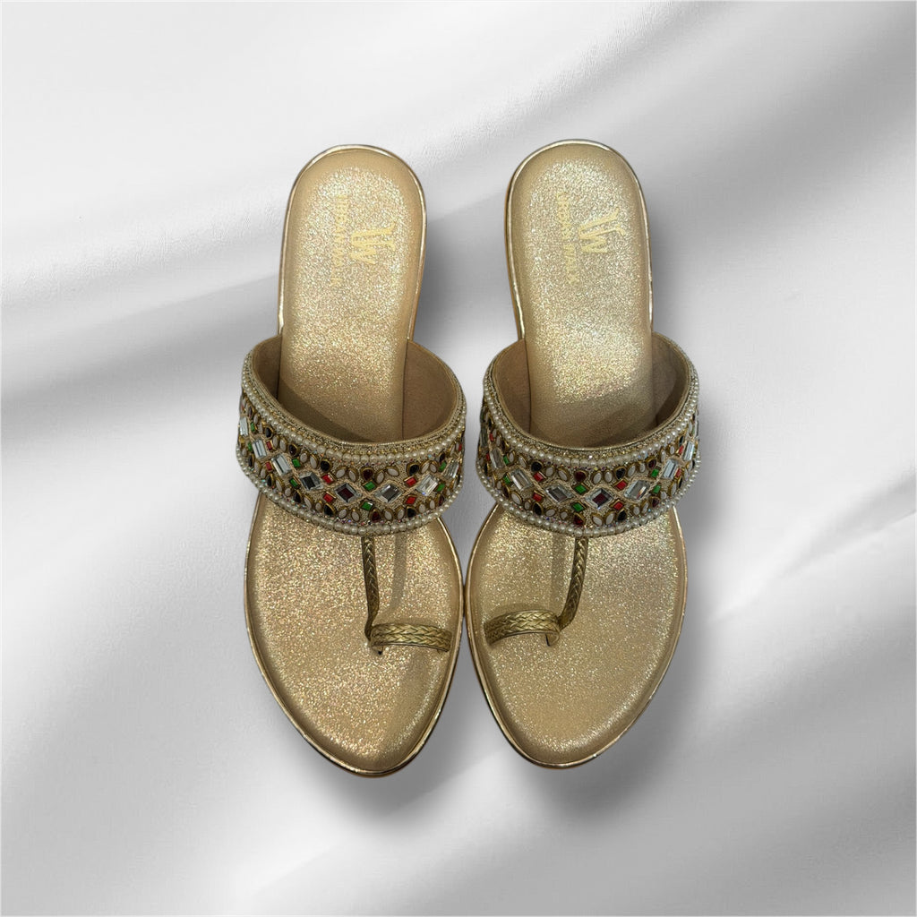 White Kolhapuri Style Heels