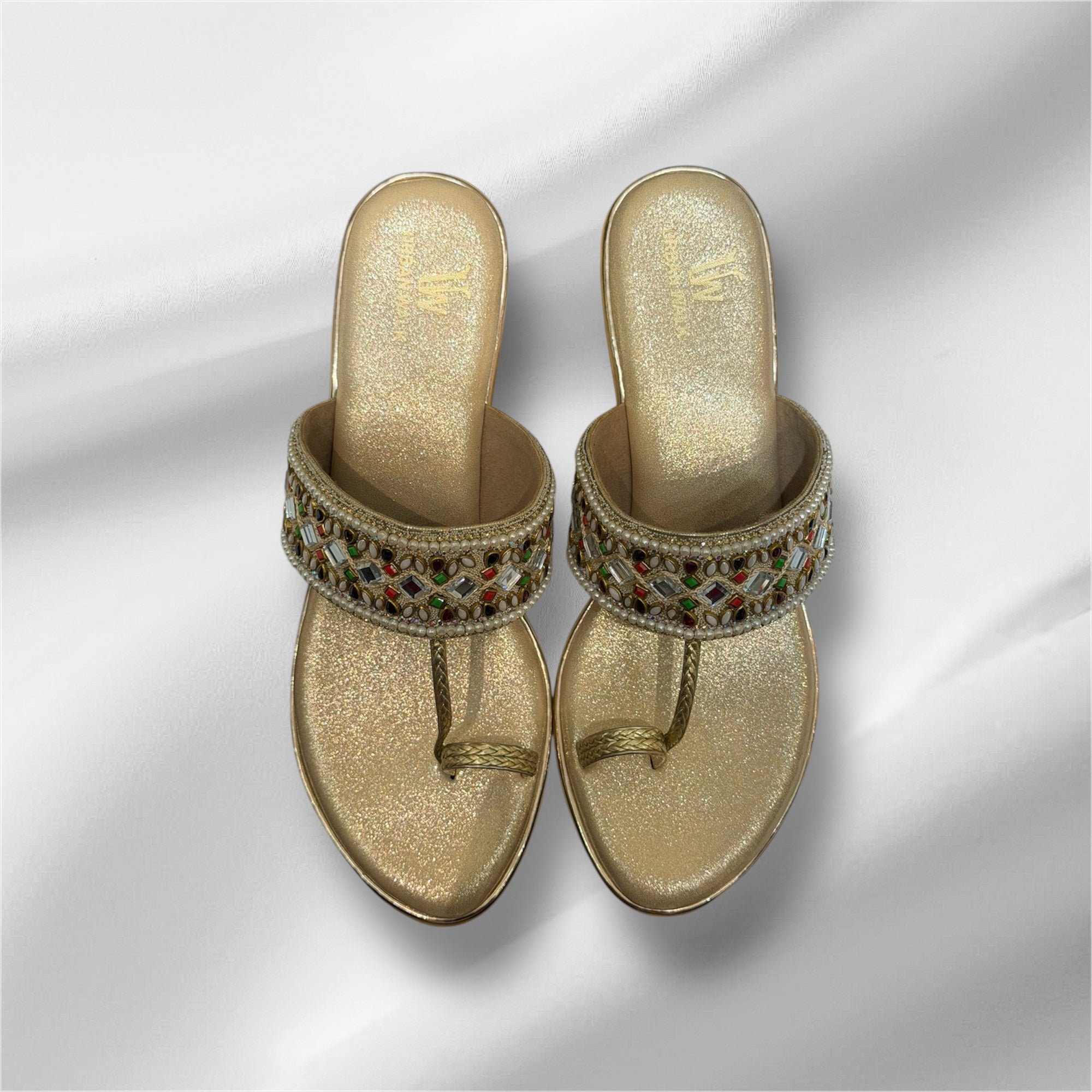 White Kolhapuri Style Heels