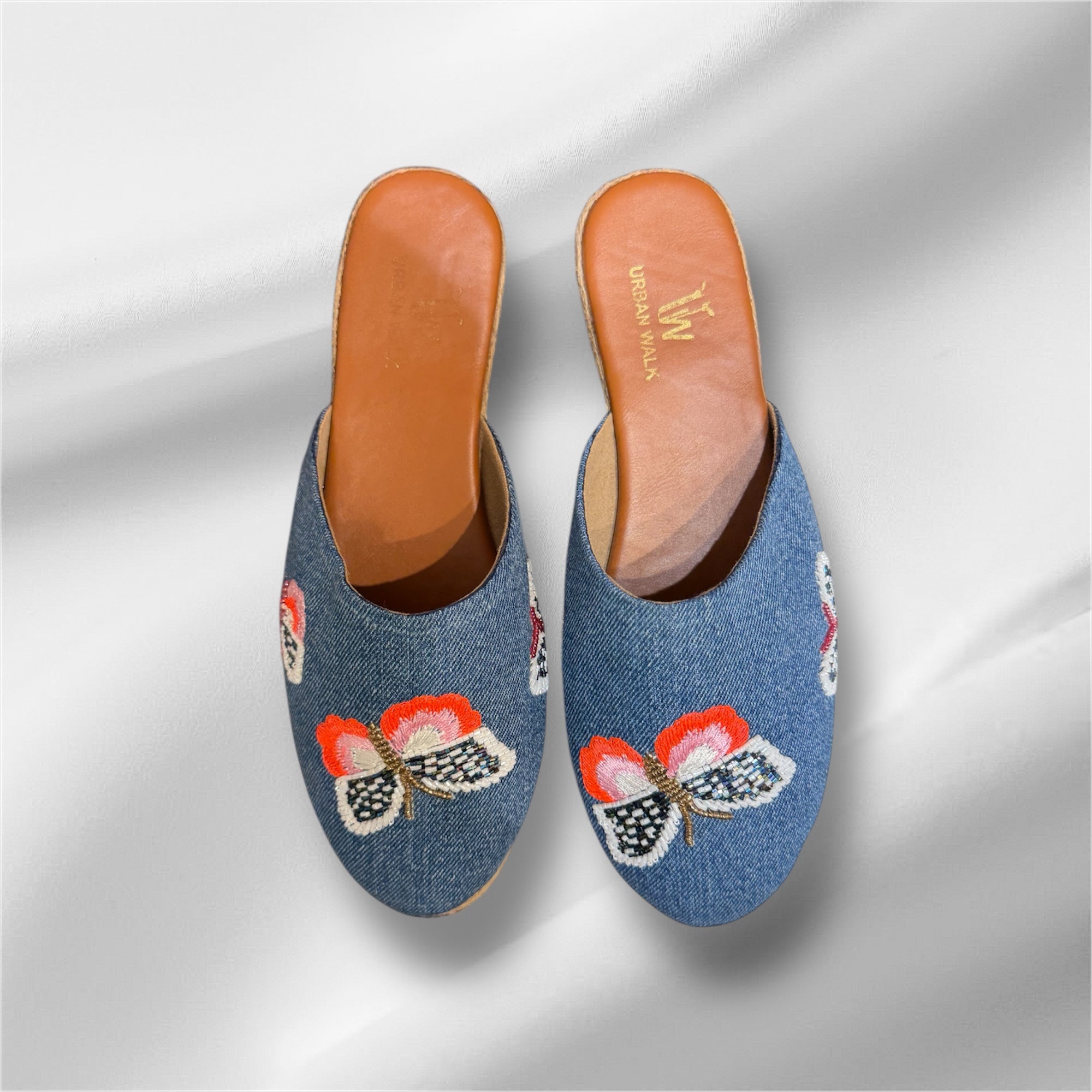 Butterfly denim half shoes