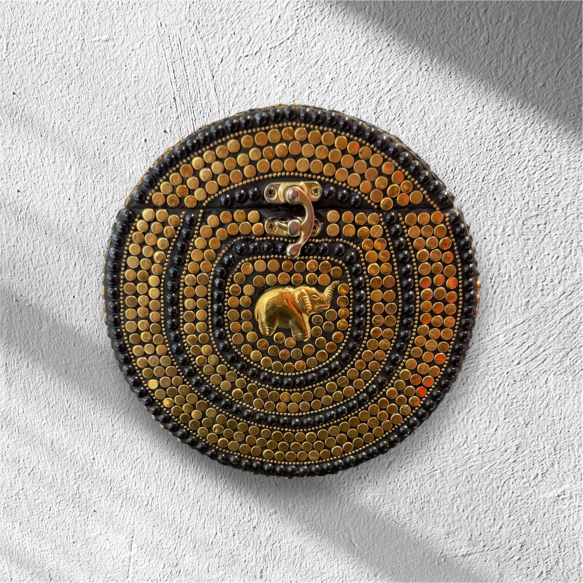 Round Gold N Black Clutch