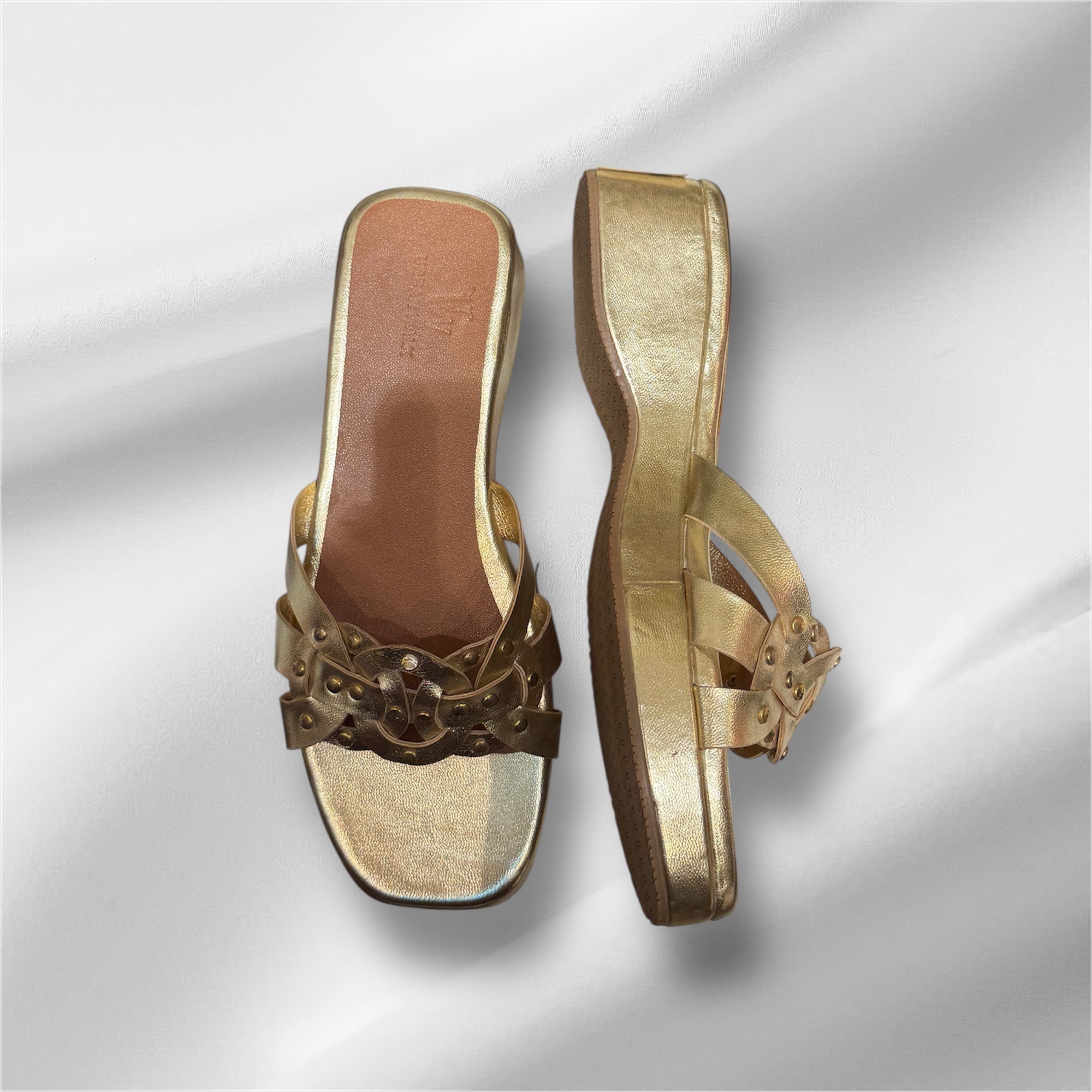 Golden Small Heel Platform