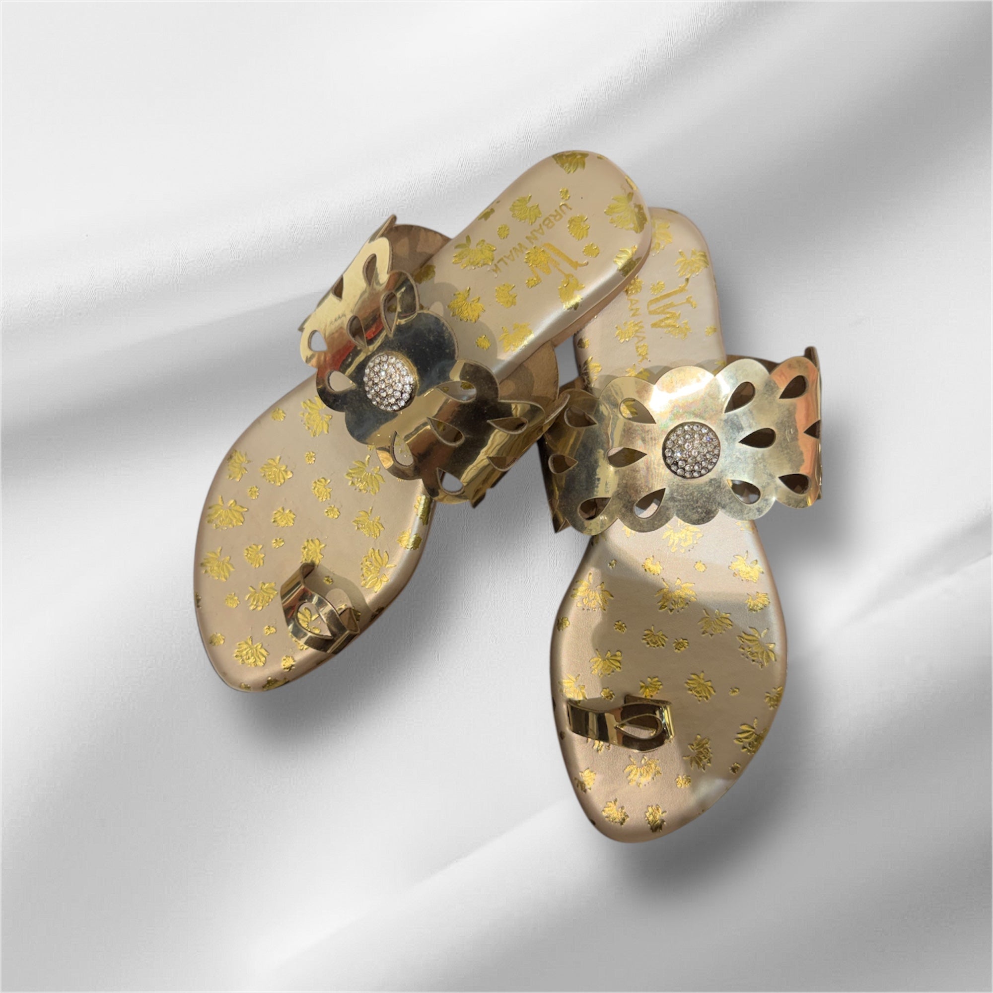 Gold Flowercut Flats