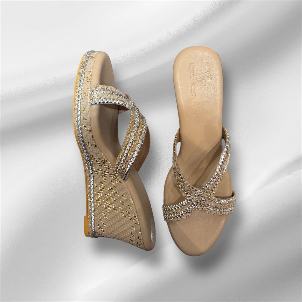 Beige Gold Platforms