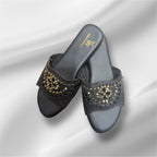 Black FlowerCut Flat