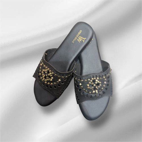 Black FlowerCut Flat